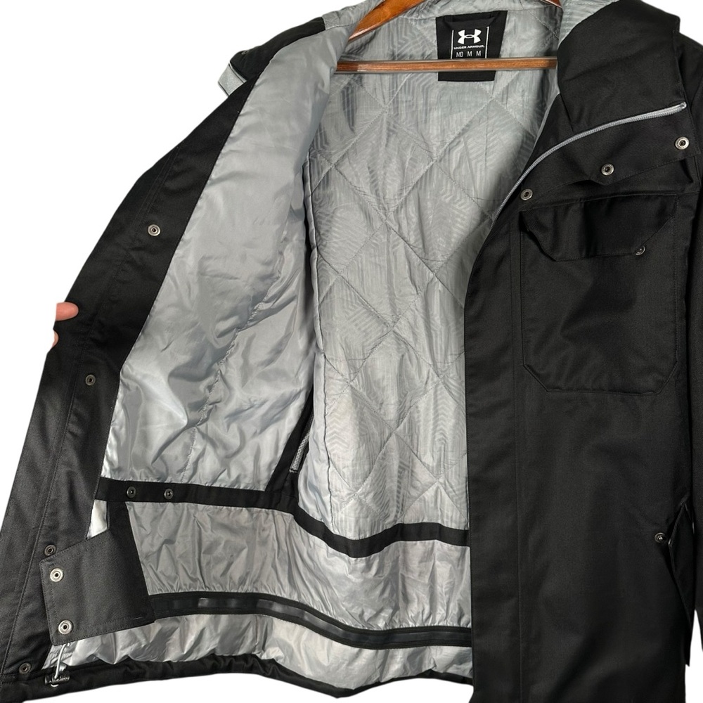 Under Armour Infrared Men’s Medium Parka Black Gray Winter Skiing Outdoor Arctic - Picture 11 of 14
